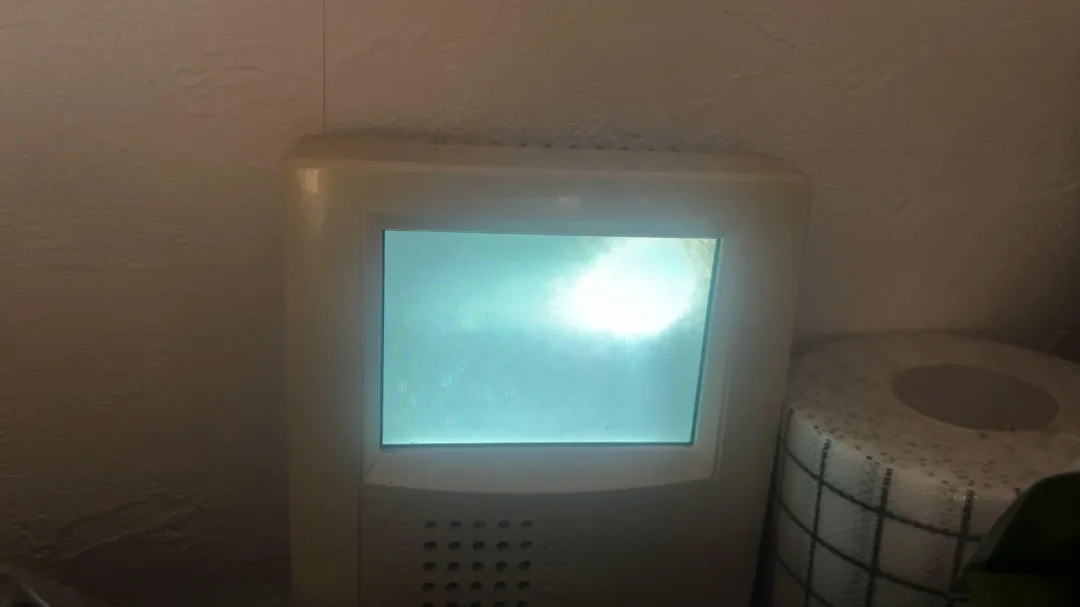 古いインターホンのモニター映像