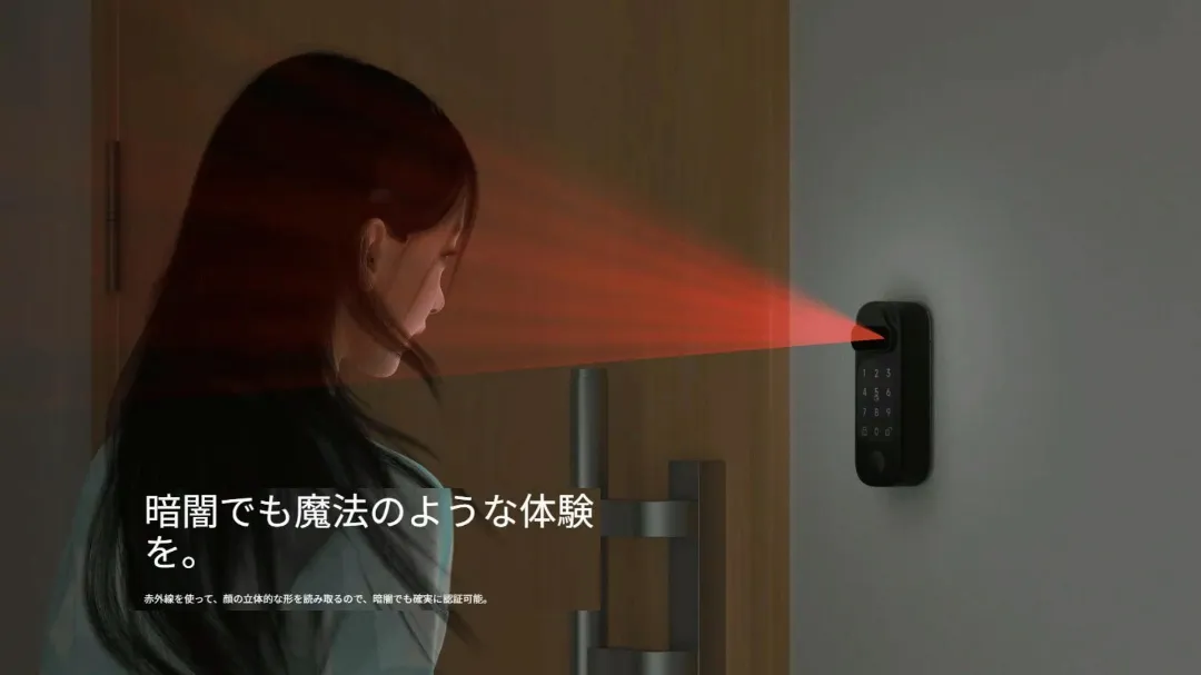 顔認証でドアを開けている画像